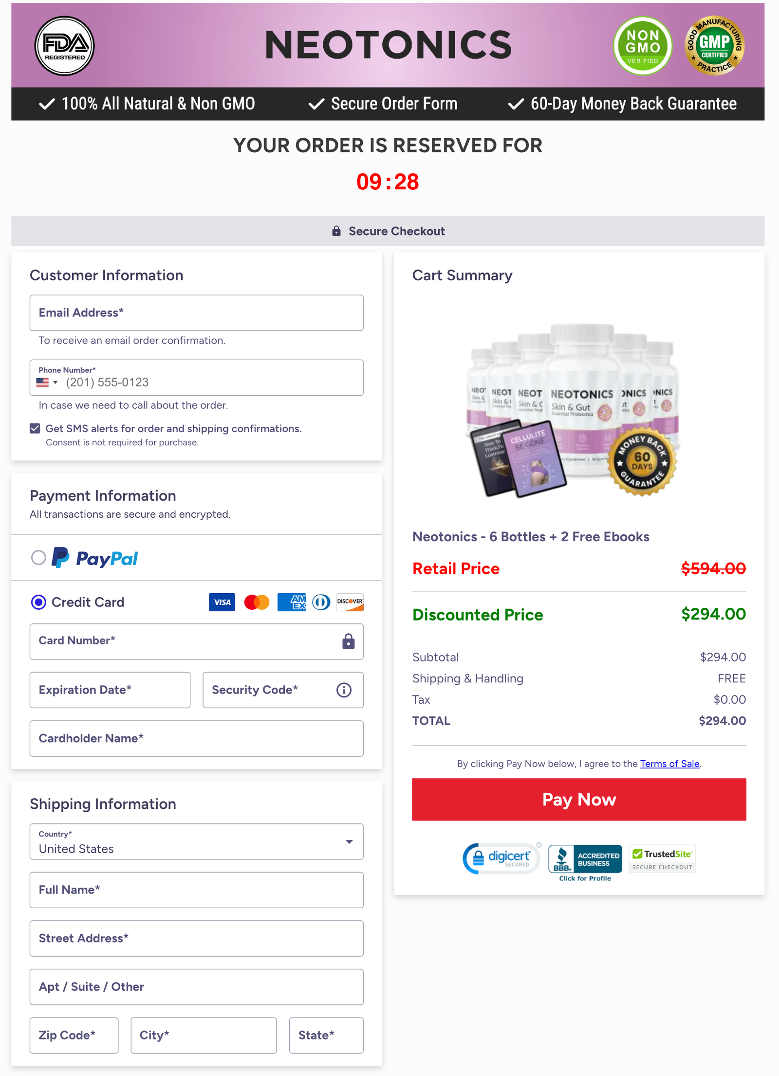 Neotonics Official Website Secure Order Page